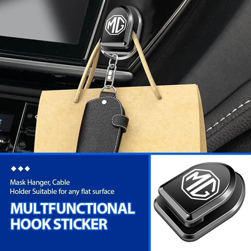 2-4Pcs Stick-On ABS Auto Interior Hanger Hook Dashboard Wall Cable Mask Fastener Holder For MG/ZS/HS/GS/GT/MG3/MG4/EV/MG5