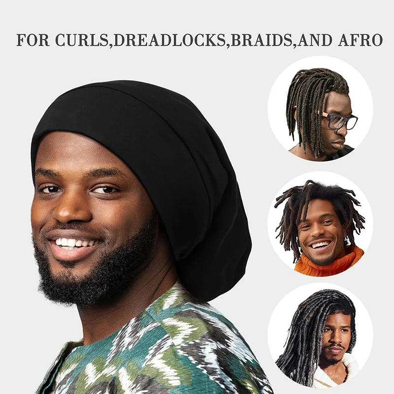 Unisex Baggy Hut Doppelschicht Satin Futter Nacht Muslim Schlafmütze Damen Elastisch Verstellbare Beanie Headwrap Haarpflege Chemo Cap – Detail 5