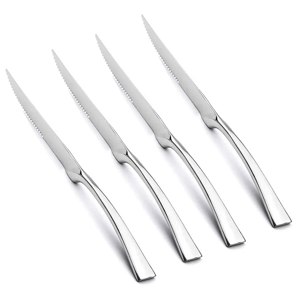 4Pcs Dinner Mirror Knife Set Stainless Steel Cutlery Gold Silverware Kitchen Flatware Western Dinnerware Restaurant Steak Knives