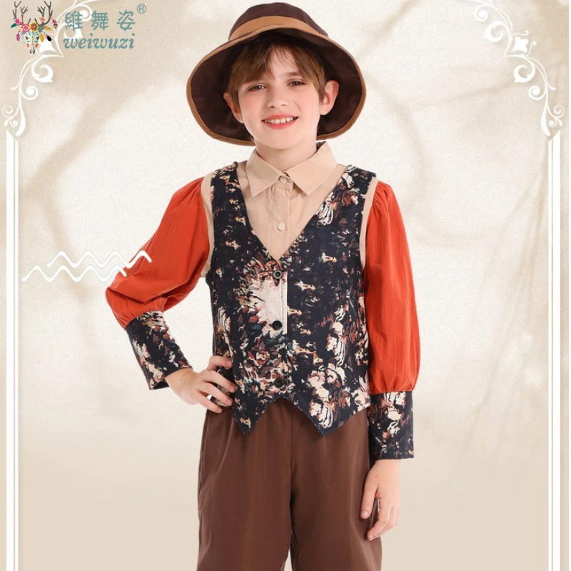 

Halloween Carnival Party Children's Boys Court Knights Competent Role Playing Handsome Retro Fancy Stage Performance Costumes