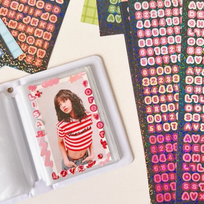 

4 листа/компл. лазерные наклейки для скрапбукинга для чехла для мобильного телефона, декор для рисования, украшения для подарочной коробки, Kpop, декор с сердечком и звездой