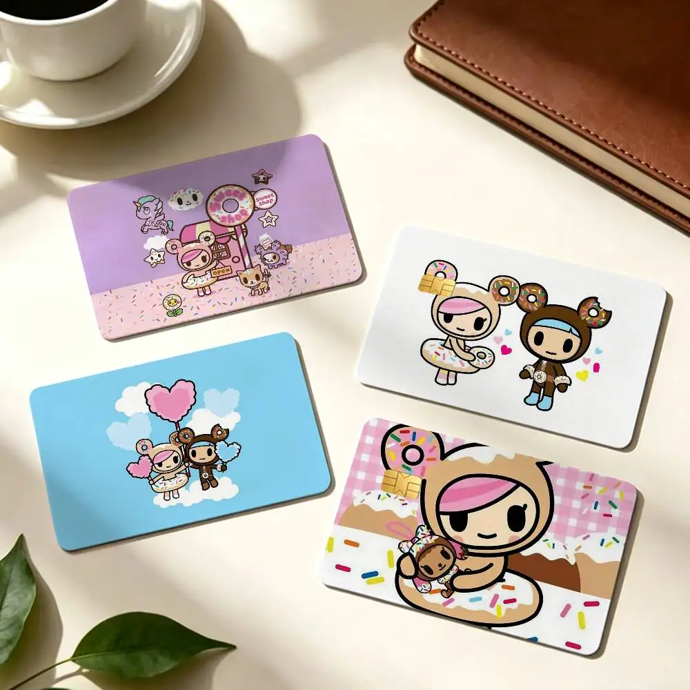 Sweet D-Donutella Donutto T-TokidokiS 1Set 4Pcs Card Skin Sticker Waterproof Decorative Film for Credit Debit Bank Bus IC Card