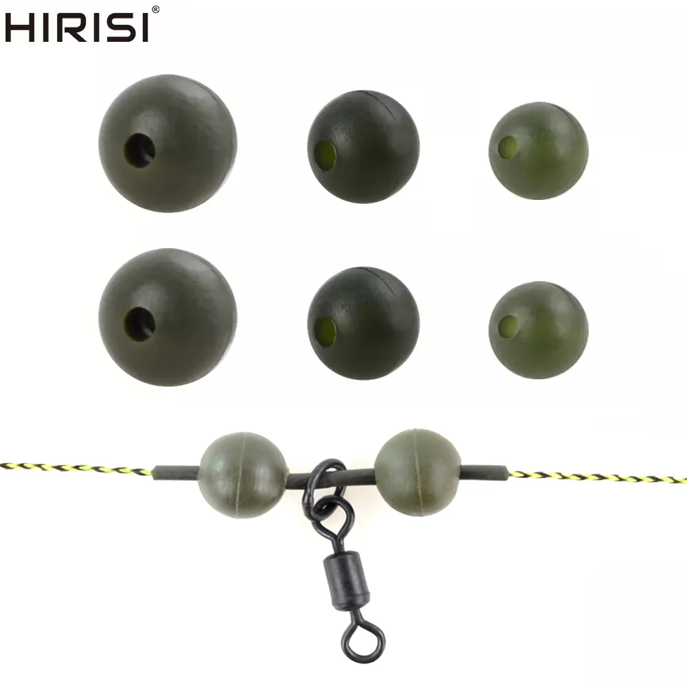 25pcs Carp Fishing Rubber Shock Beads Green Soft Rig Beads Fishing Terminal Tackle AG130