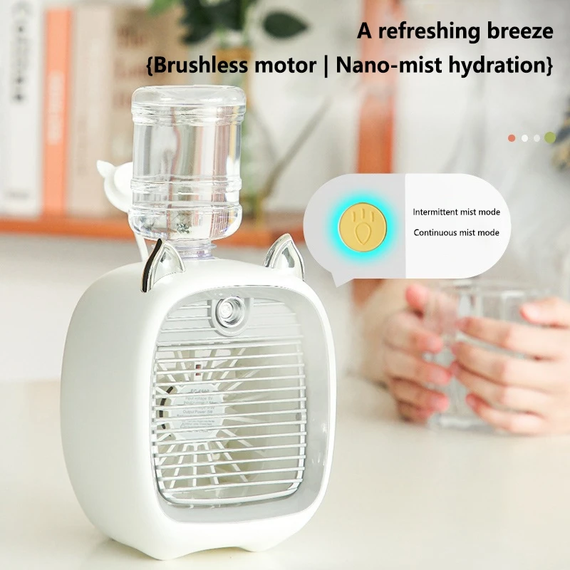 Lenovo Little Fox Mist Cooling Humidifier Fan Adjustable USB Rechargeable Water Cooling Fan Portable Desktop Household Item