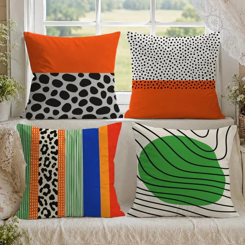 Abstract Modern Minimalist Lines Dots Cushion Cover 1/4PCS Linen Sofa Couch Bedroom Living Room Home Office Decor Pillow Case