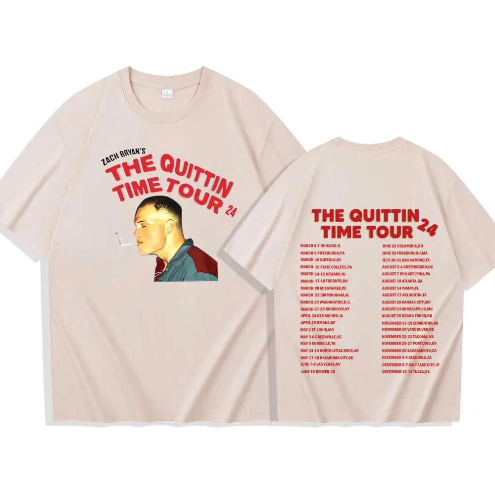 Zach Bryan The Quittin Time Tour 2024 T-Shirts Unisex Harajuku O-Neck Short Sleeve Shirts Fans Gift