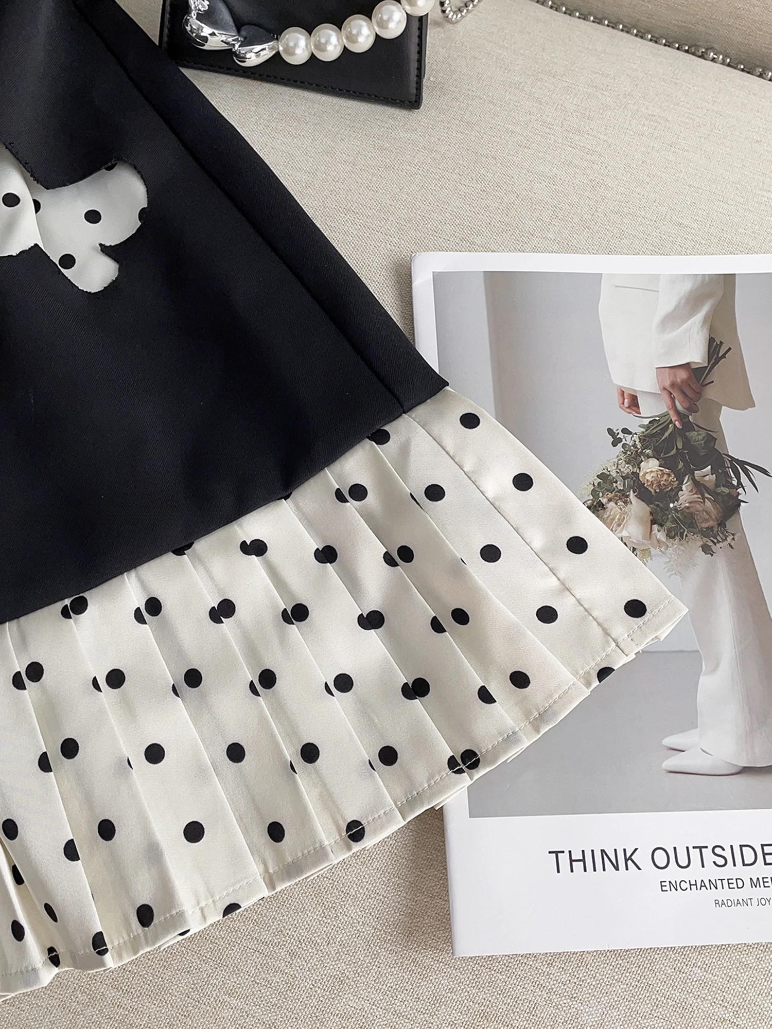 أنيقة صيف جديد منقوشة تصميم تحسس مطوي البولكا نقطة عقدة مربوط الدكتور الفرنسية Sle عالية الخصر ميدي تنورة ألف خط الدكتور