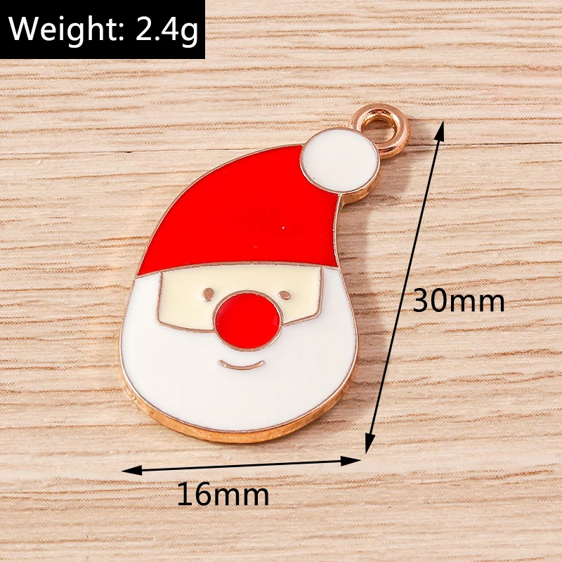 10 stücke Cartoon Emaille Weihnachten Santa Claus Charms Anhänger für Schmuck Herstellung Halsketten Ohrringe Armband DIY Handwerk Zubehör – Detail 22