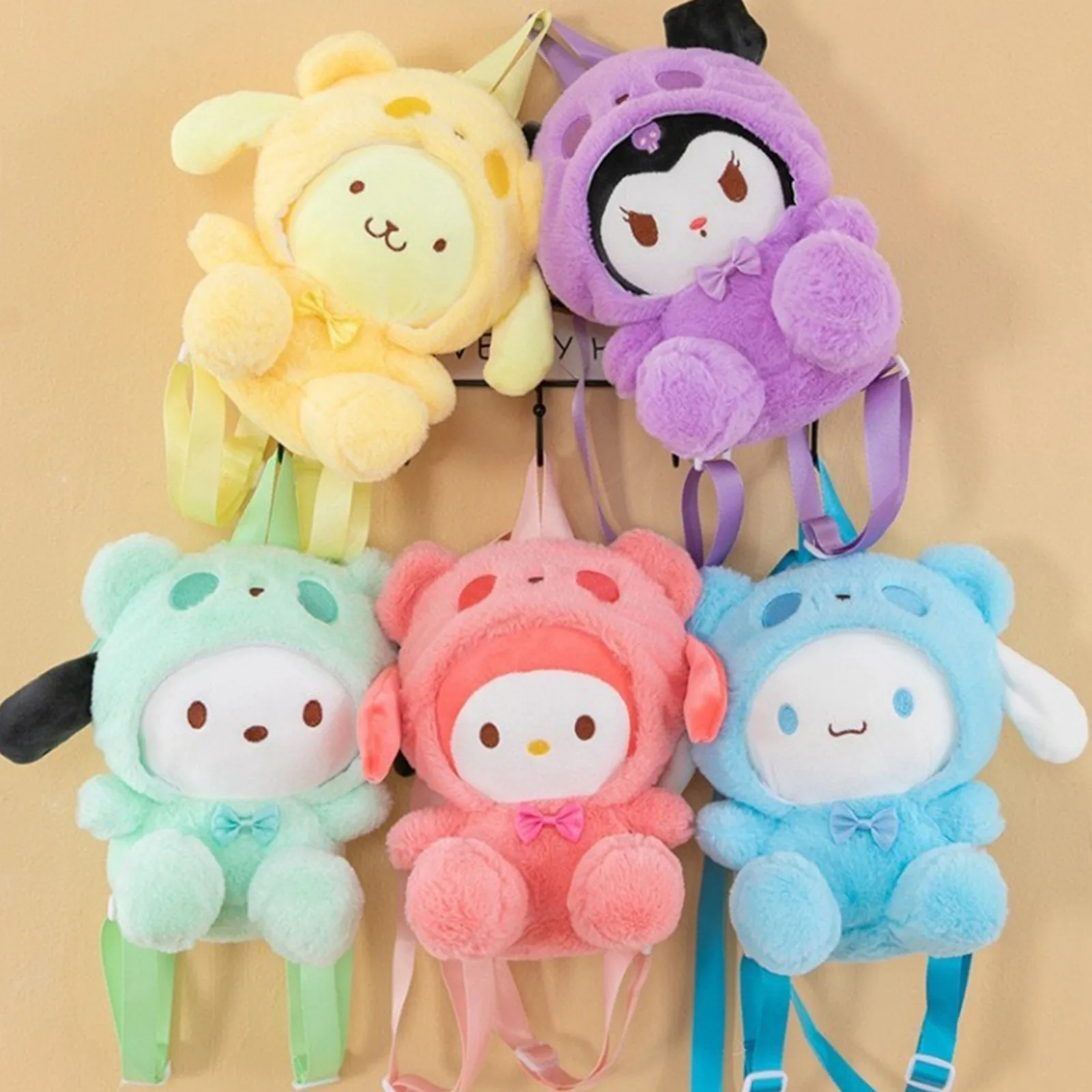 

Новый Рюкзак Kawaii Sanrio Kuromi Cinnamoroll Pompompurin My Melody 산리오 오 милые плюшевые игрушки женская сумка Рождественские подарки на день рождения