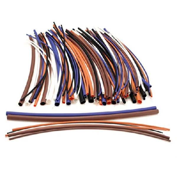 

100pcs Heat Shrink Tubing 2:1 Polyolefin Assortment 6 Sizes 0.5-3mm Black Brown Purple White Orange Cable Sleeve 20m Kit