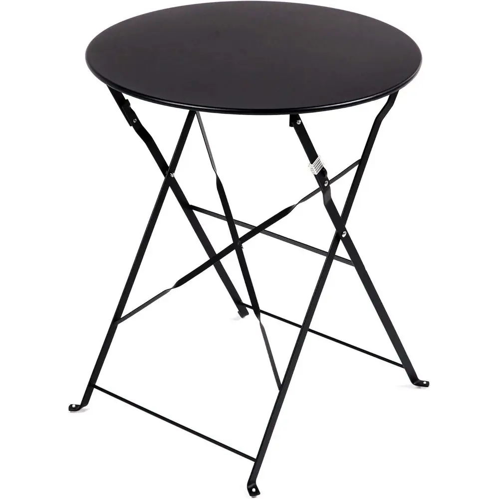 Set da bistrot da patio pieghevole nero da 3 pezzi con tavolo e sedie per uso esterno