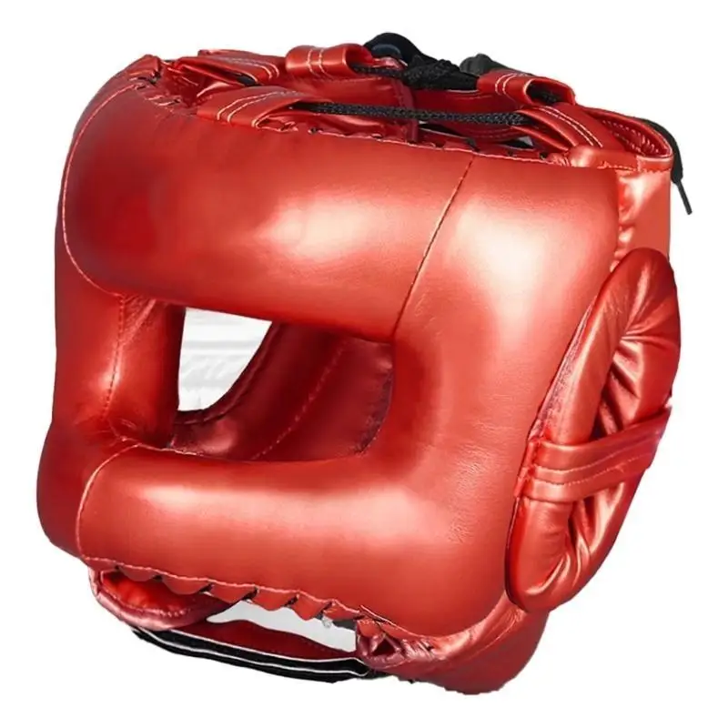 652F Full Face Kick Boxing Helmets PU Leather Martial Art Headgear Protector Enduring
