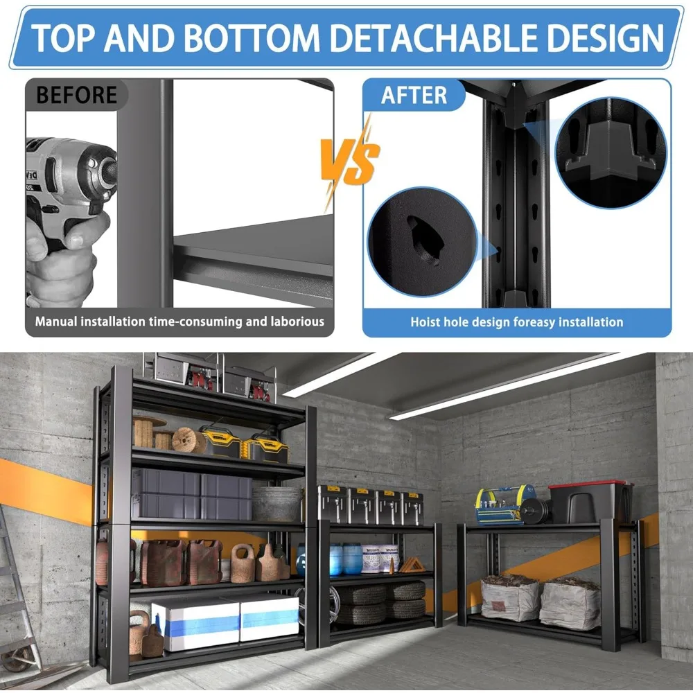 Сверхмощный 5-ярусный гаражный стеллаж емкостью 3000 фунтов, металлический стеллаж для хранения, 72 часа x 48 Вт x 20D, регулируемые стальные полки для Gar