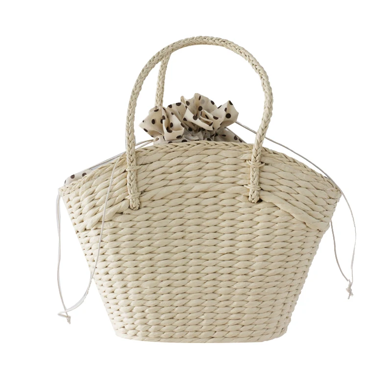 Women's Wicker Woven Shoulder Bag Beach Straw Large-Capacity Portable