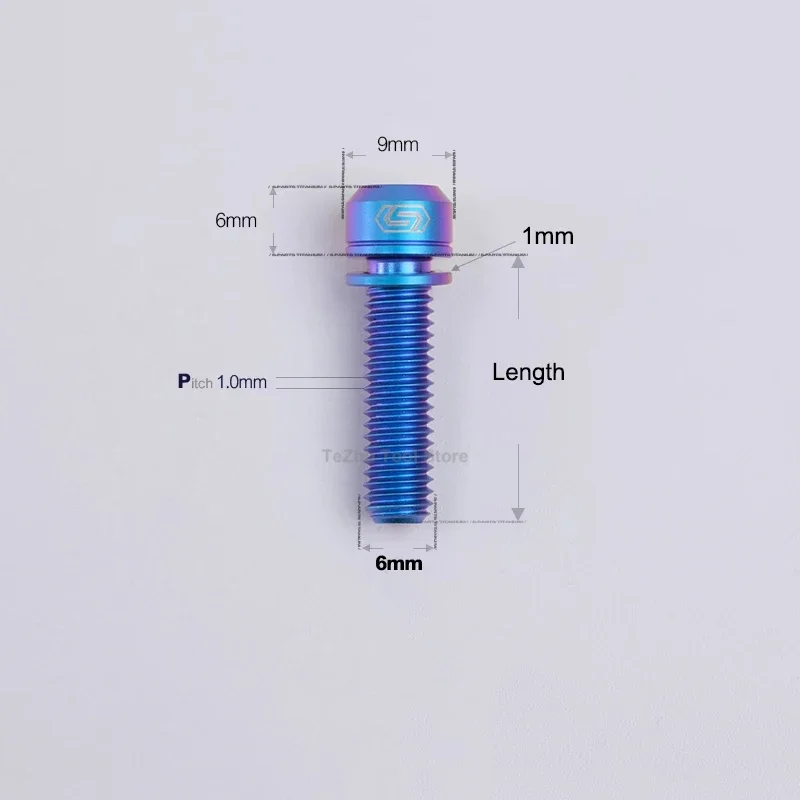 1 PC TITANIUM Bolt M6 x 10 12 14 17 19 25 30 35 40 55 มม.พลัมสกรูเครื่องซักผ้าสําหรับจักรยานเบรค