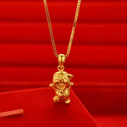 Boutique AU999 gold necklace A Dream clavicle chain blue fat man pendant couple personality student cartoon sweater chain