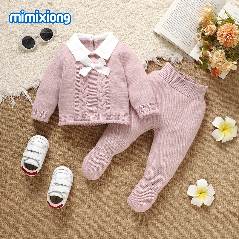 

Baby Girls Clothes Sets 0-9m Winter Turtle Neck Long Sleeve Sweater Shirts+Trousers Newborn Infant Outfits Toddler Costumes 2Pcs