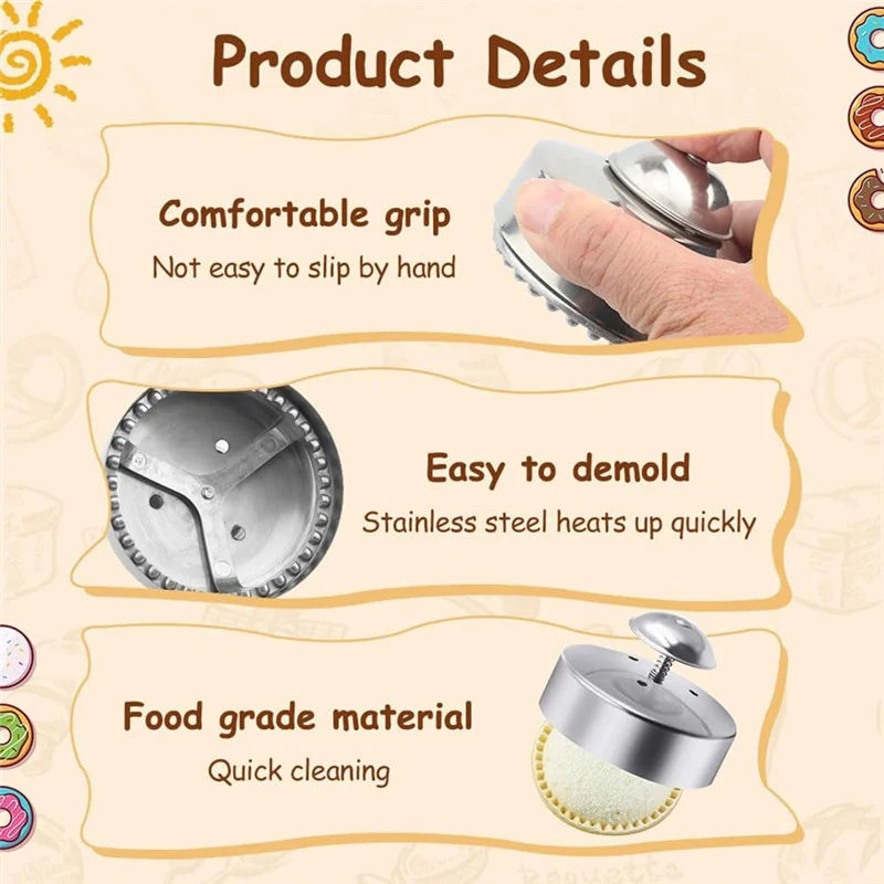 Cortador y sellador de sándwich 75STO, cortador de galletas, cortador de sándwich fresco, máquina para hacer sándwiches de desayuno, bonita mantequilla de maní, sándwich redondo