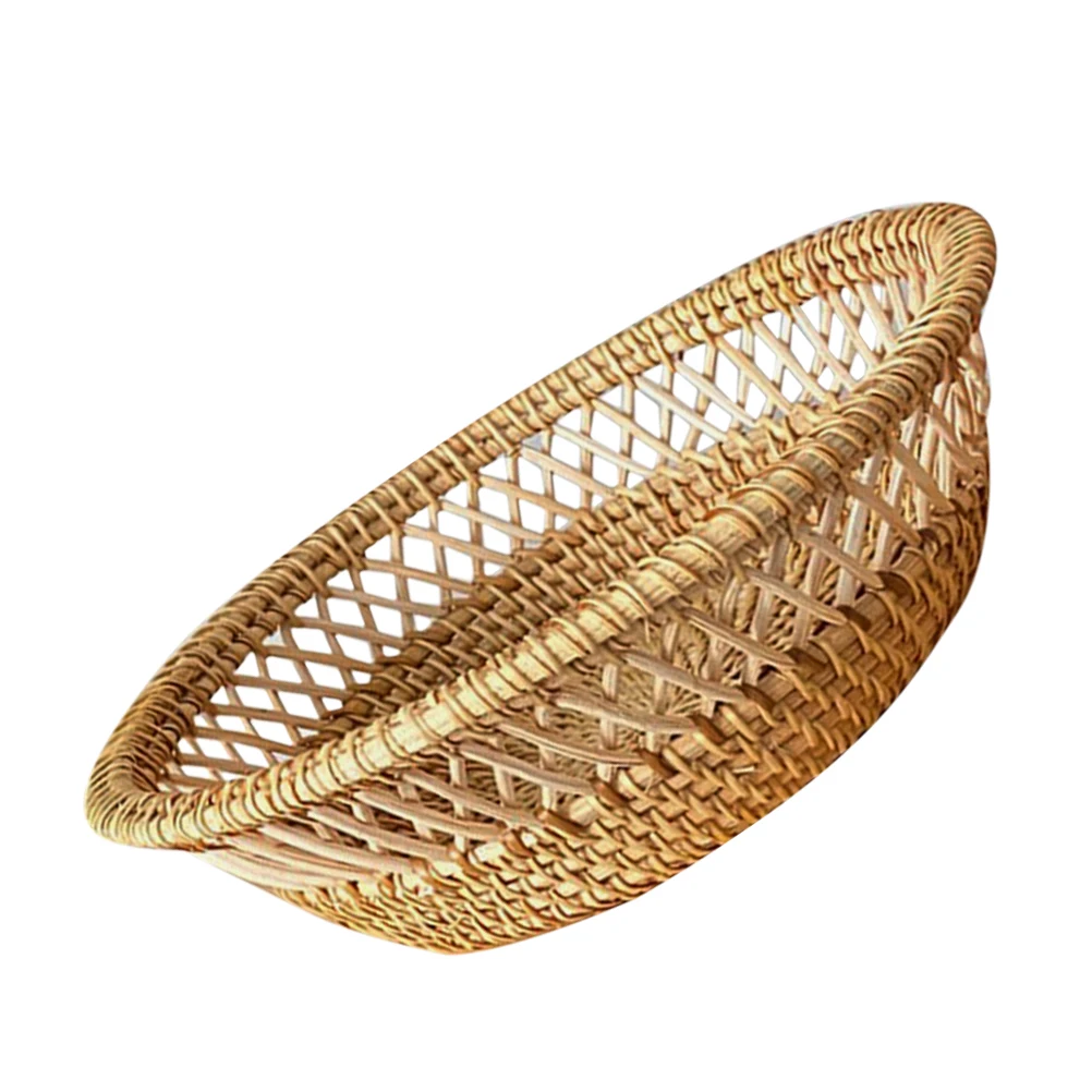 

Small Round Woven Fruit Basket for Snacks Candy Storage Bread Baskets Dining Table Autumn Vines Handcrafted dessert tray
