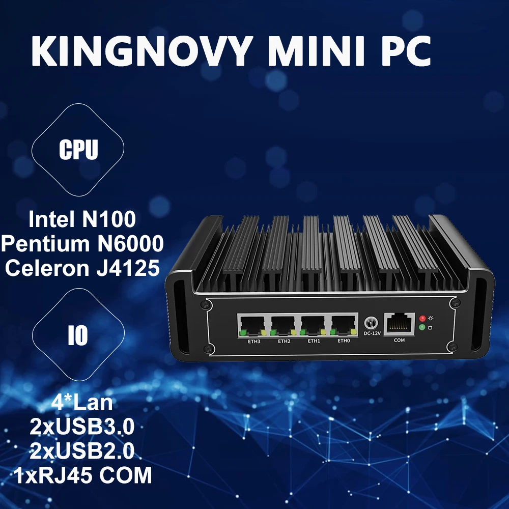 Fanless N100 N5105 J4125 N6000 Industrial Mini PC Micro Firewall Appliance 4 x 2.5GbE i226 LAN Mini Computer Home Network Router