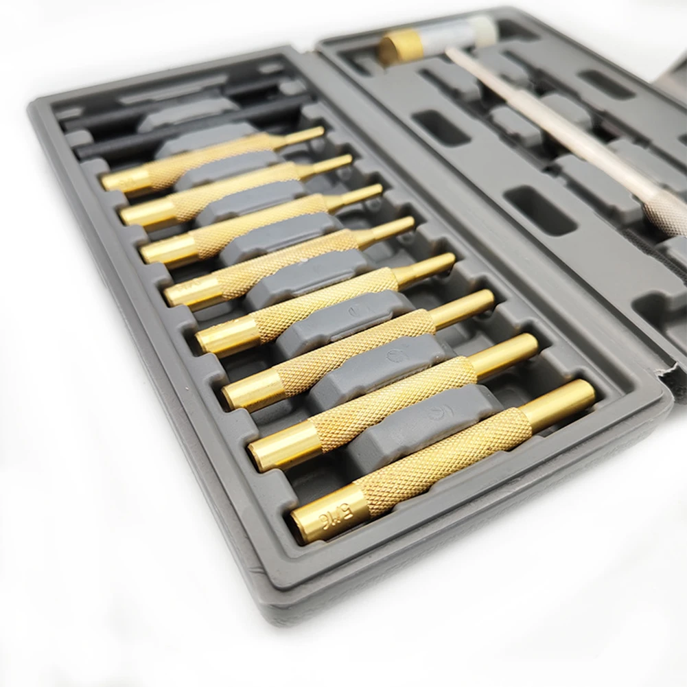 1 Set Professional Roll Pin Punch Set & Hammer -With Brass Steel Plastic Punches And Interchangeable Hammer Tool Accessories