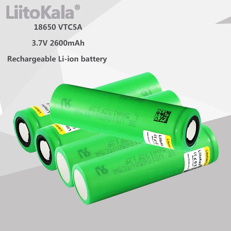 

Hot liitokala 3.7V 2600mAh VTC5A rechargeable Li-ion battery 18650 US18650VTC5A 35A Toys flashlight