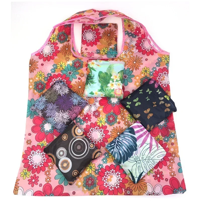 New Fashion Floral Foldable Shopping Bag Tote Travel Eco Reusable Shopping Bags Portable Shoulder Grocery Bags Storage Handbag