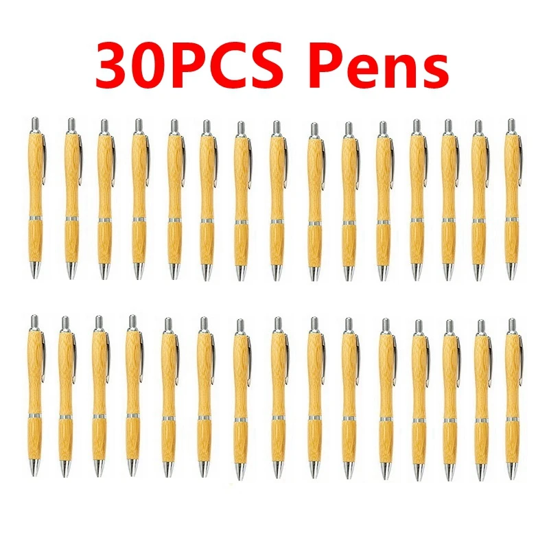 

30Pcs Gourd shape Bamboo Pen Retractable Ballpoint Pen Black Ink 1mm Office Ballpoint Pen environmental Ballpoint Pens Gift