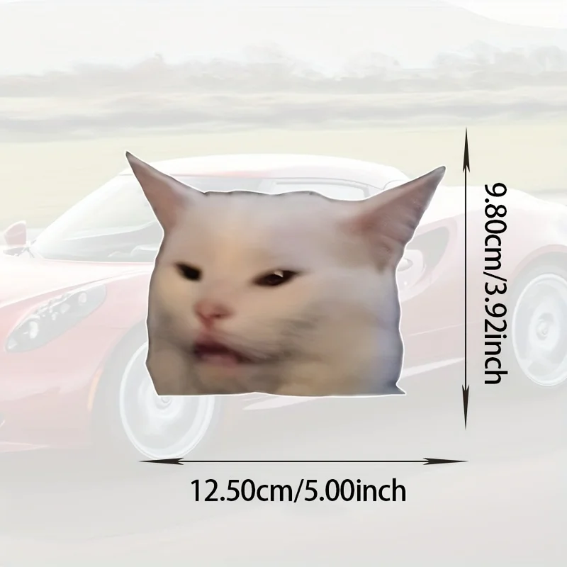 ملصقات Funny Smudge The Grumpy White Cat Meme - شارات ذاتية اللصق من الفينيل غير اللامع مع عيون تعريضية للسيارات وأجهزة الكمبيوتر المحمولة والنوافذ #2