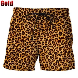 Clássico shorts coloridos de leopardo para homens e mulheres, calças curtas de praia do Havaí, calção de gelo, calção de banho verão