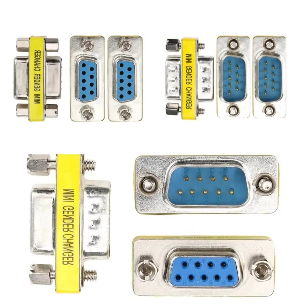 

200pcs DB9 M/M M/F F/F MINI GENDER CHANGER Converter 9Pin RS232 Serial Port Com Connector Data Cable Convert Socket Adapter