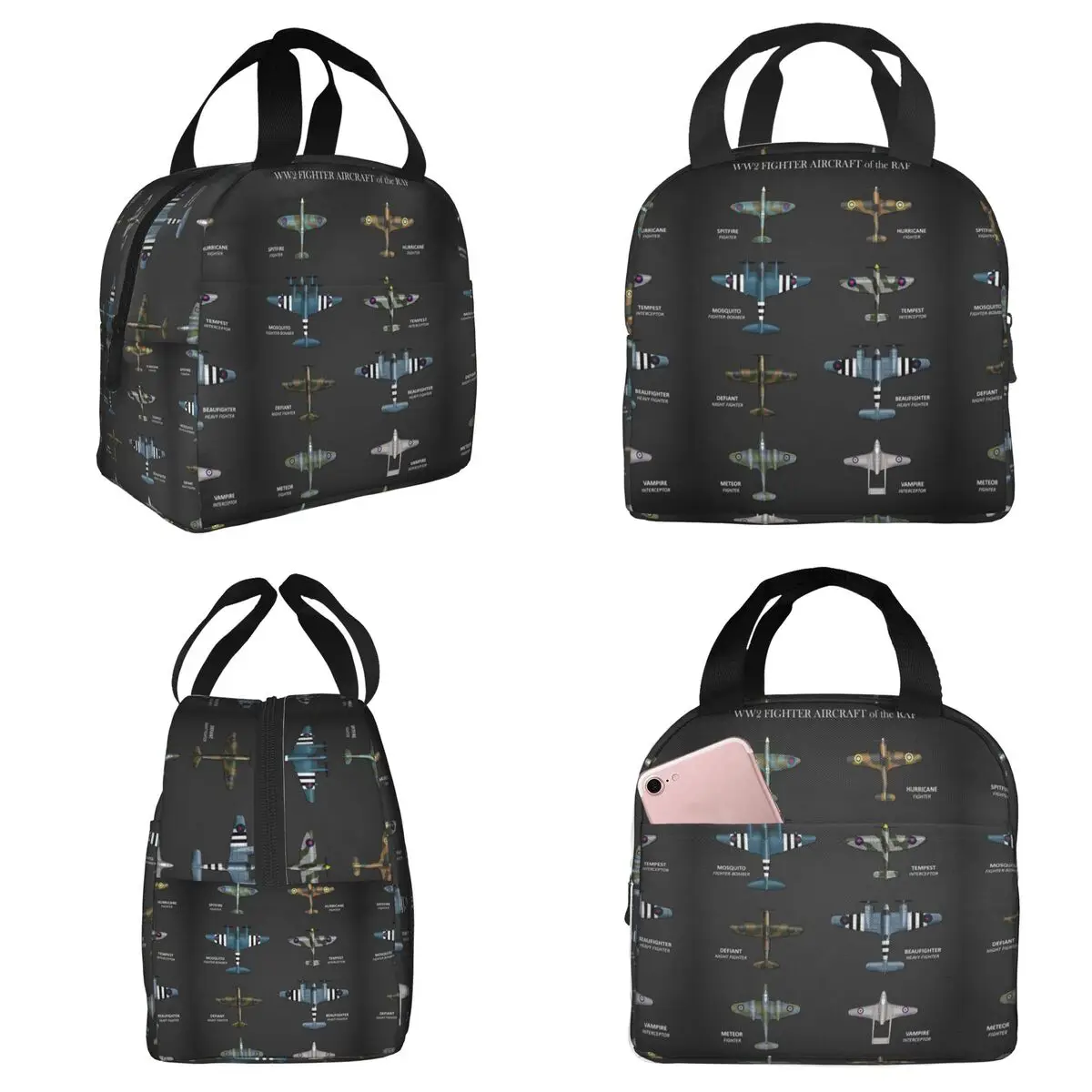 WW2 Fighter Aircraft Of The RAF Insulated Lunch Bag for Women Office Cooler Thermal Food Box Tote Lunch Boxes Container