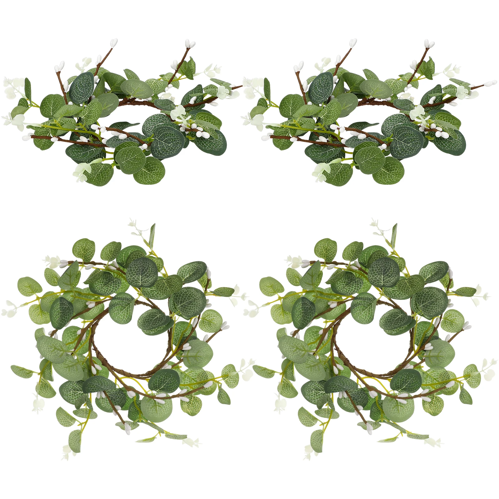 

4pcs Realistic Wreath Leaves Rings Small 8cm Table Wreath Artificial Home Decor Gifts Party Table