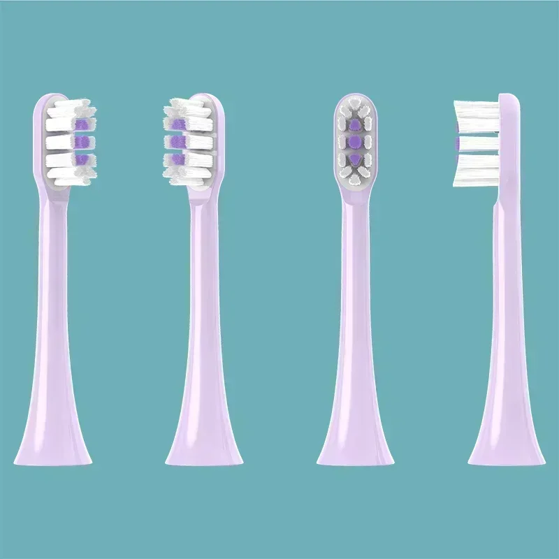 No Metal 10 PCS Copper Free Replaceable Brush Heads for SOOCAS X3/X3U/X5 Soft DuPont Clean Bristle Purple Sonic Refills Nozzles