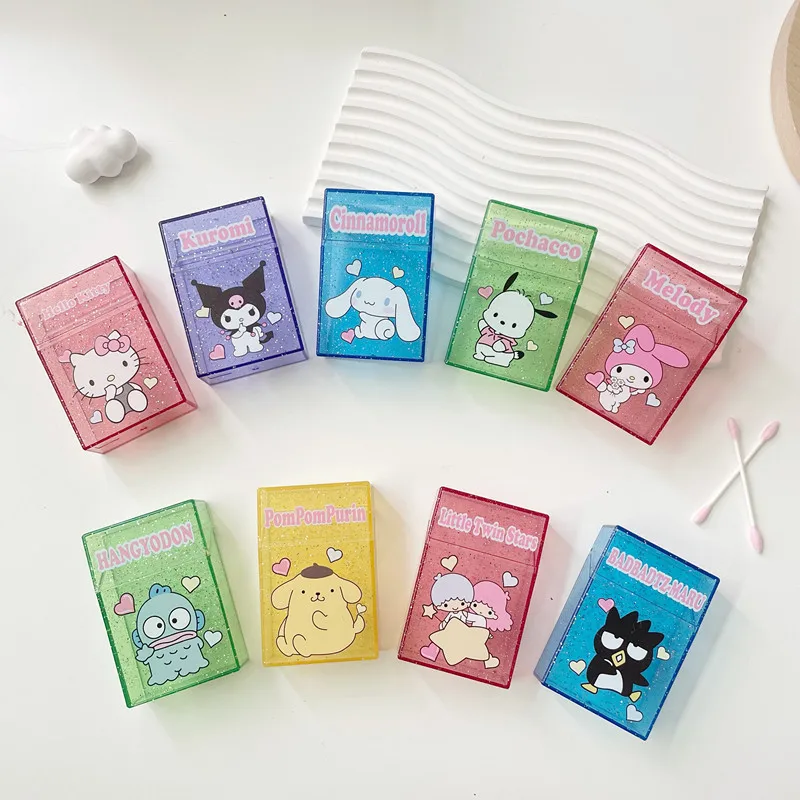 Estuche para Cigarrillos Kawaii Sanrio, Hello Kitty, Cinnamoroll, Kuromi, Melody, Cinnamoroll, Caja de Almacenamiento para Tarjetas, Fotos, Hisopos de Algodón, Regalos, Juguetes