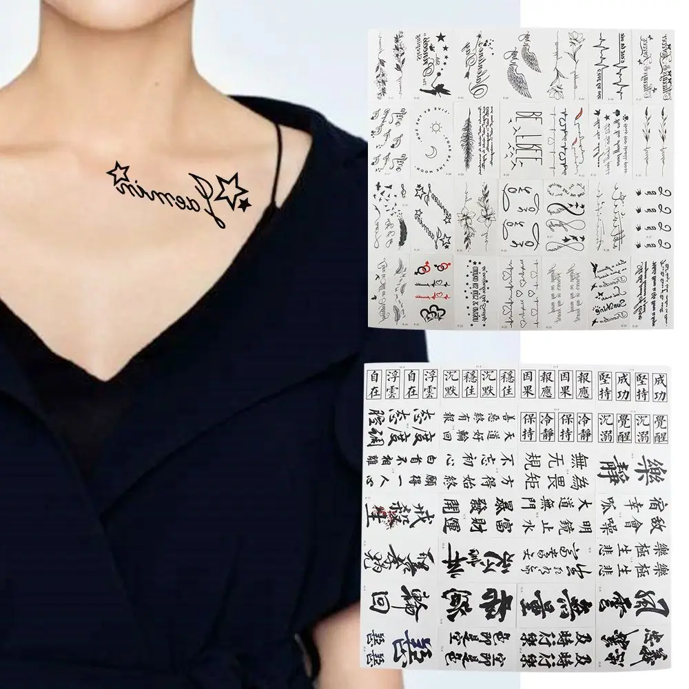 

English Letters Words Women Waterproof Men Temporary Tattoo Stickers Clavicle Fake Tattoo Tattoo Decals Body Art Stickers