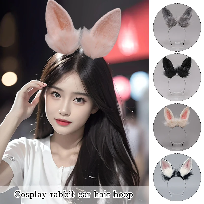 Diadema de Orejas de conejo grande de felpa para niñas, accesorios para el cabello de Cosplay de Anime, tocado JK Lolita, club nocturno de Pascua, dulce aro Sexy