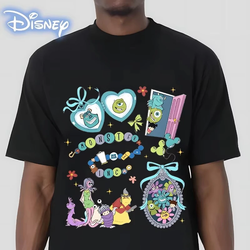 

Disney Men and Women Pure Cotton Casual T-shirt Classic Printed Crew Neck Short-sleeved Top, Suitable for Travel and Daily Wear