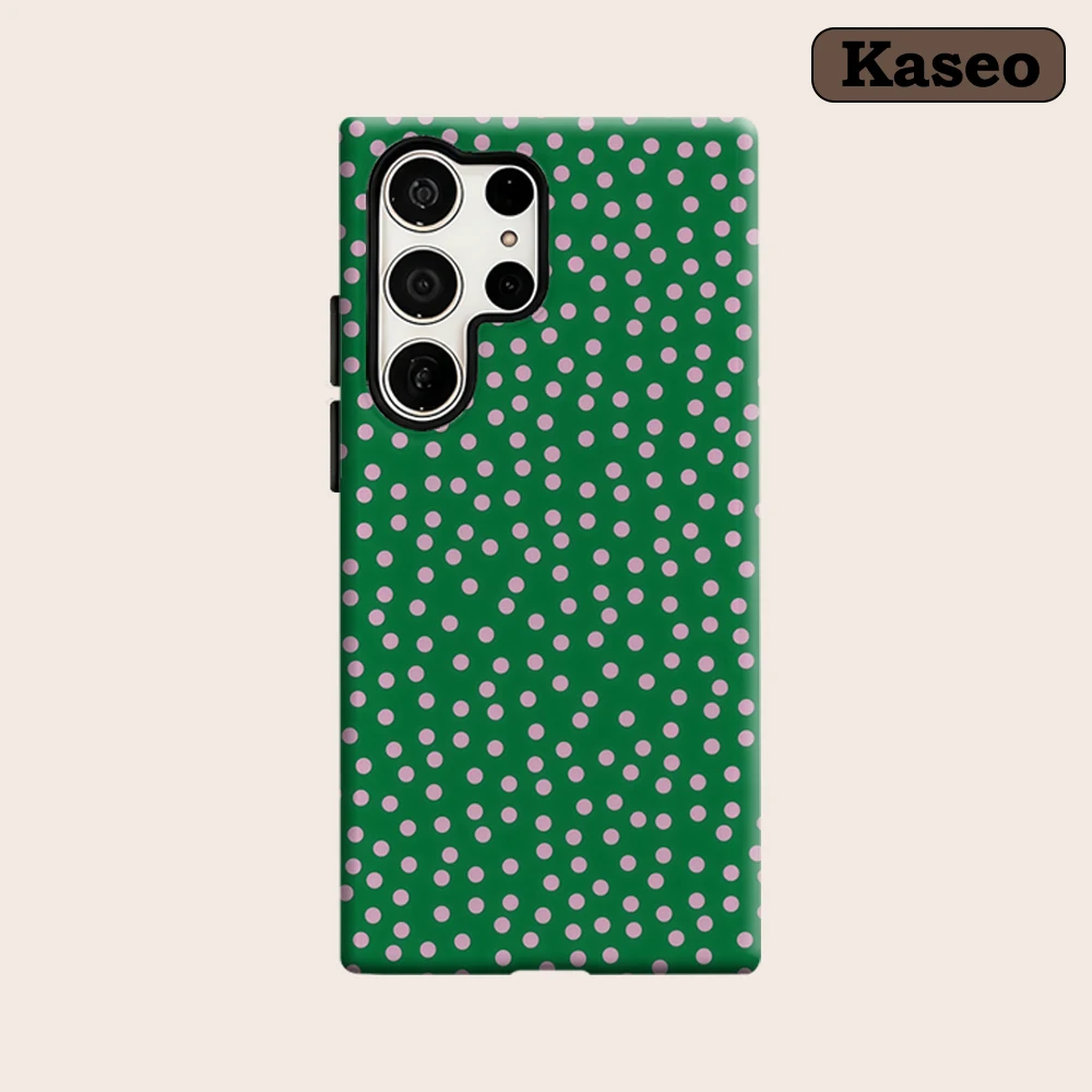Kaseo Phone Case for Samsung Galaxy S26 S25 Ultra S24 S23 Ultra Plus Shockproof Double Layer Emerald Pink Dot Cover