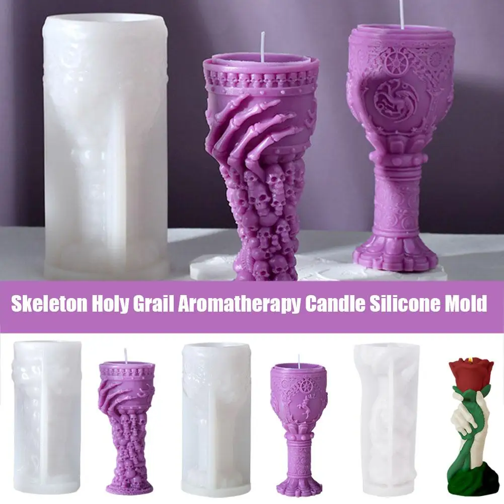 3D Holy Grail Candle Mold Aromatherapy Candle Silicone Decoration Party Skeleton DIY Mold Mold Horror Halloween Gypsum K8Z7