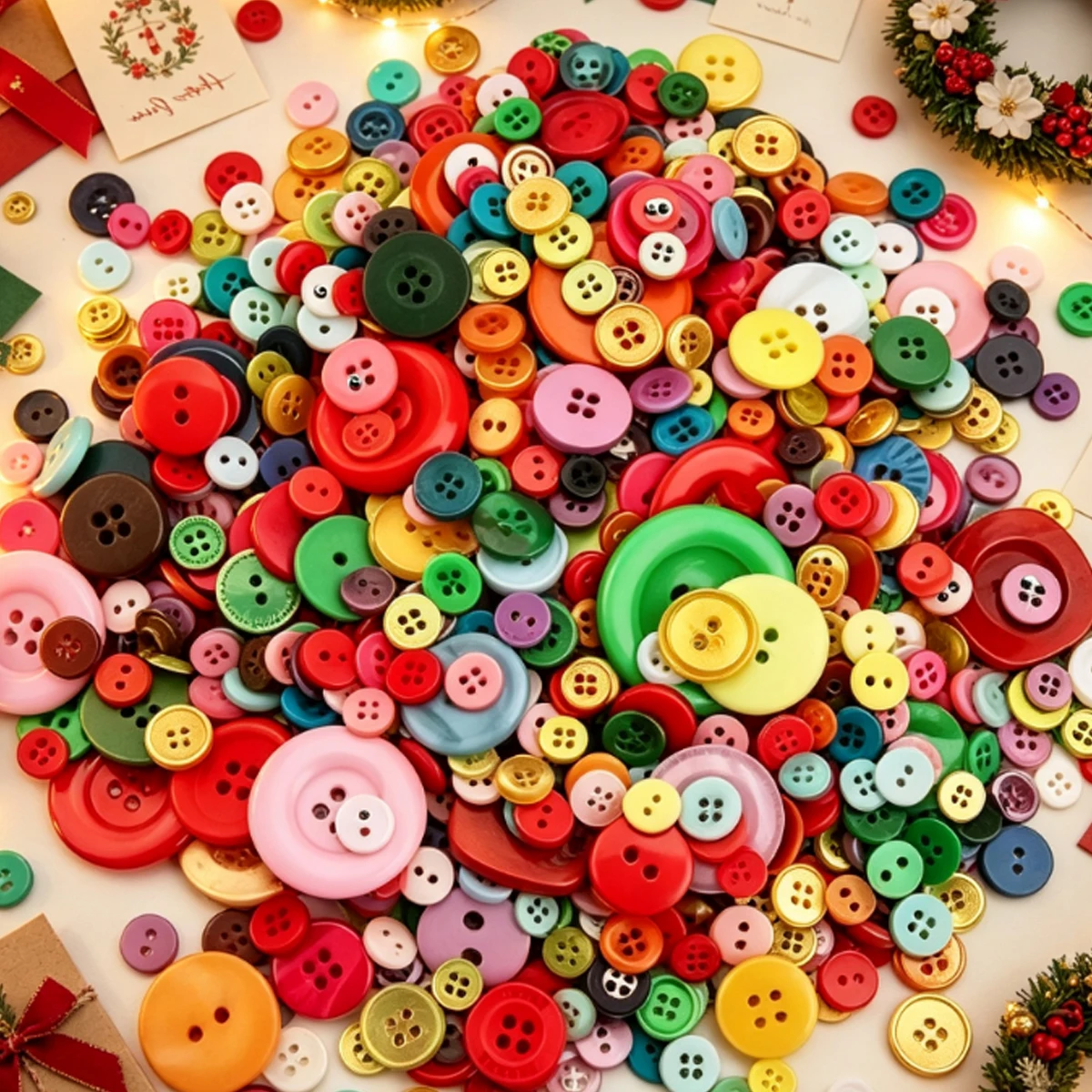 104/204Pcs 0.7-2.5cm Mixed Color Round Plastic Buttons – Assorted Sizes Bulk Value Set for DIY Sewing, Knitting  ZSY