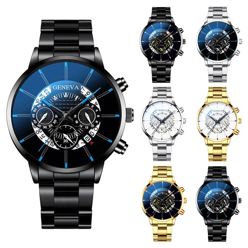 

Fashion Men's business bar scale dial steel band Watch Quartz Watch