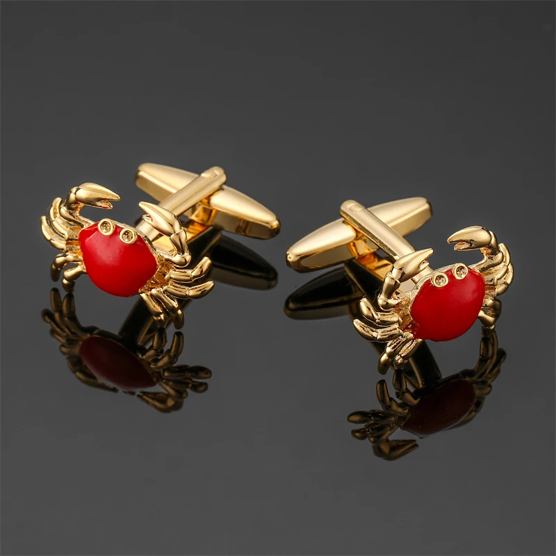 Classic men's French shirt cufflinks high-quality metal Animal Red Crab cuff buttons business suit accessories jewelry gifts