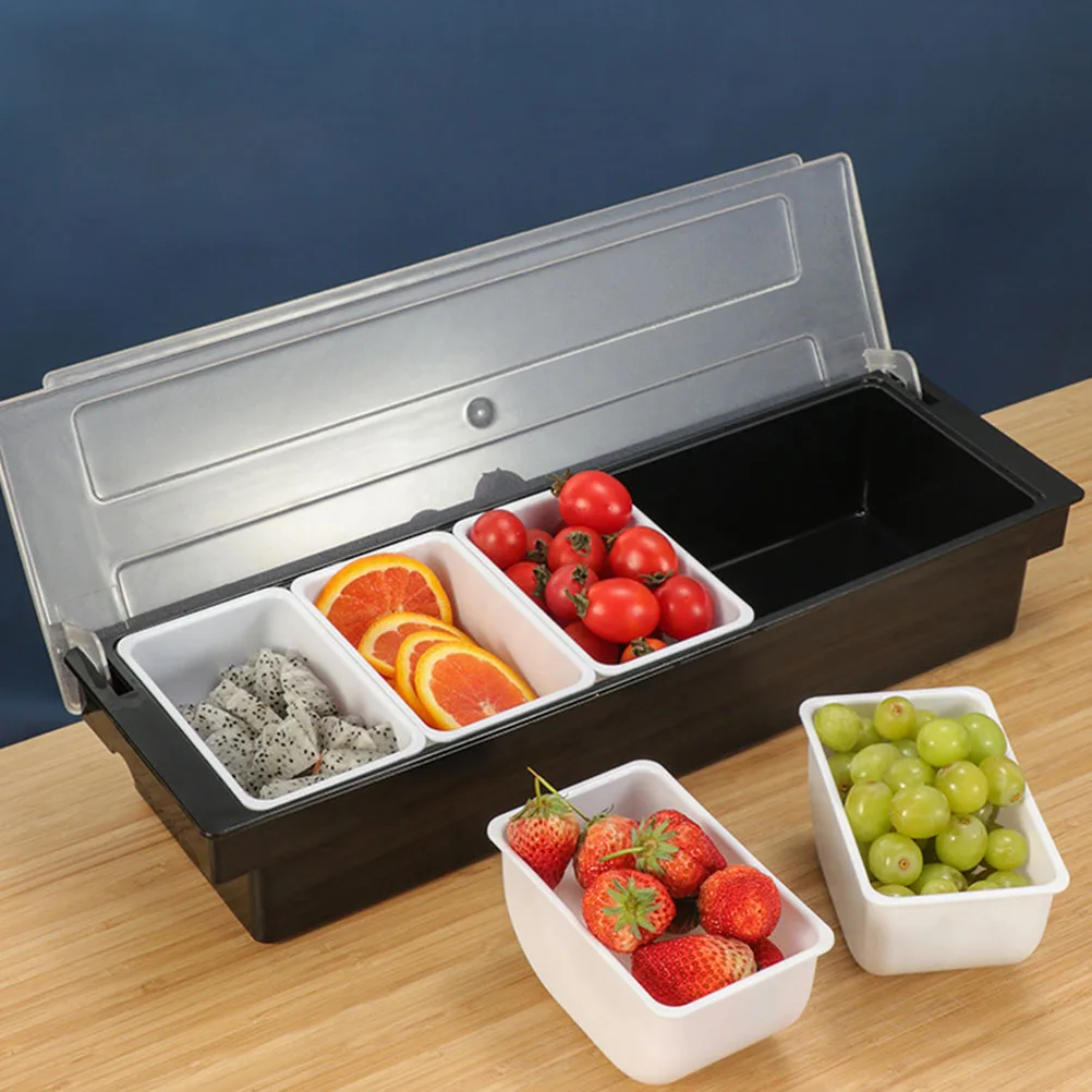 

Condiment Containers with Lids Multi Compartment Seasoning Box Plastic Serving Tray for Party Snack Dried Fruit Food Storage
