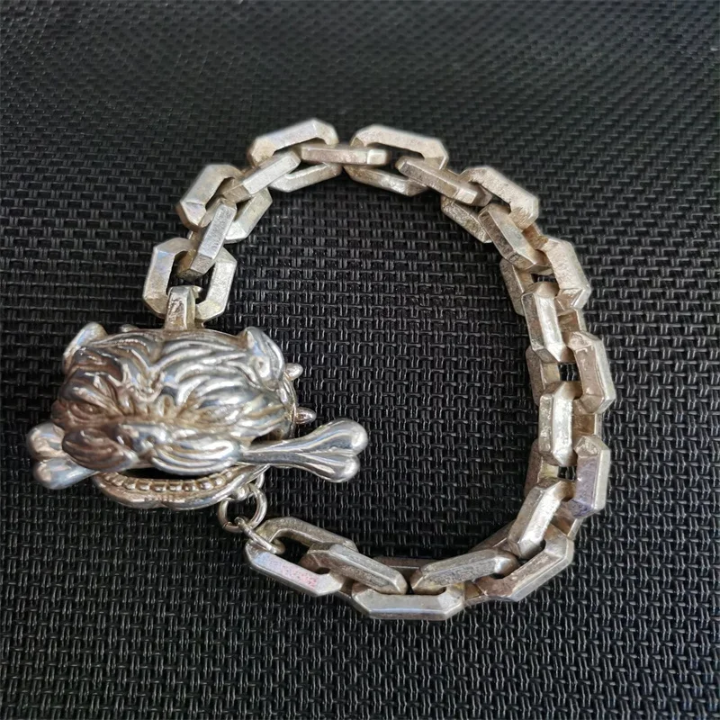 

Jiale/Hand-made/ Tibetan Silver Evil Spirit Transfer Tiger Head Bracelet Men and Women Fine Jewelry National Style Fashion Gift