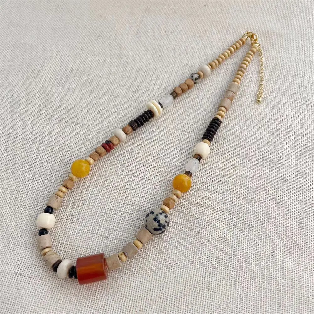 

Trendy New Year Sweater Chain Necklace Light Luxury High-end Natural Stone Beaded Necklace Accessories Clavicle Chain Jewelry