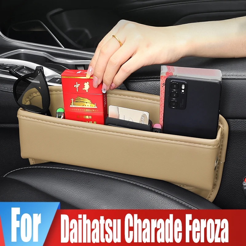 Car Seat Crevice Storage Box For Daihatsu Charade Feroza Water Cup Card Phone Reserved Charging Cable Hole Organizer Accessories