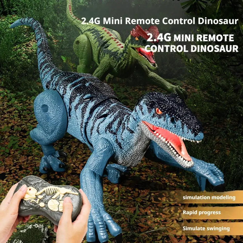 

Mini Remote-controlled Velociraptor Toys Dinosaur Robot Model Simulated Walking And Roaring for Kids Birthday Gift