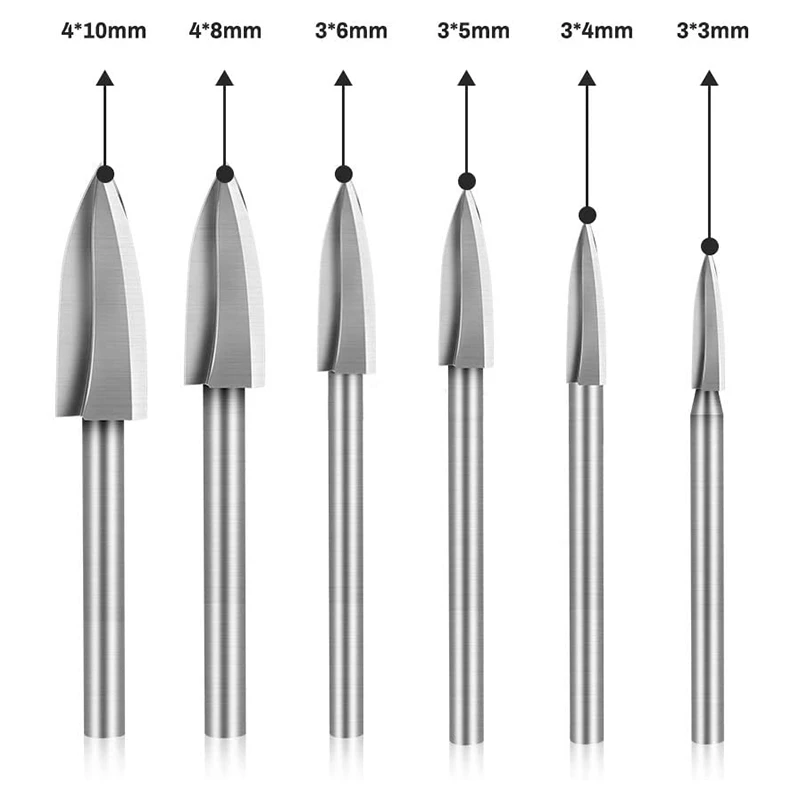 New 6PCS Wood Carving Tools Wood Carving And Engraving Drill Accessories Bit Milling Cutter Carving Root Rotary Tools