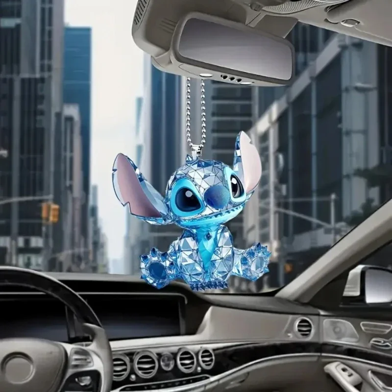 Kawaii Disney Stitch Pendant 2D Car Acrylic Ornament Children School Bag Charm Cartoon Anime Accessories Kids Toys Birthday Gift